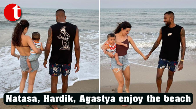 Natasa, Hardik, Agastya enjoy the beach