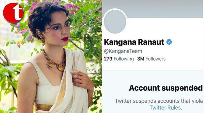 Kangana Ranaut's Twitter account suspended permanently