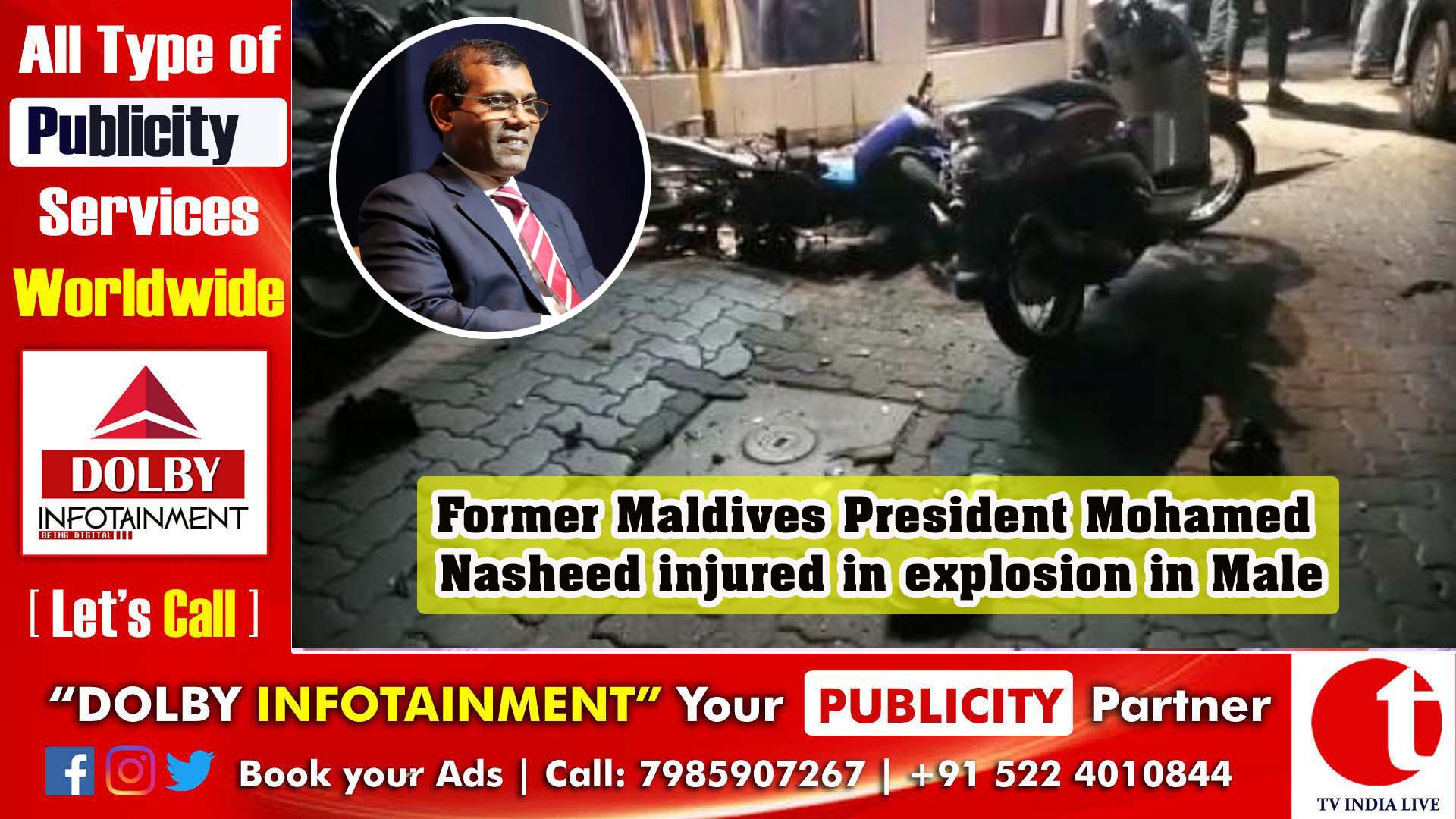 Former Maldives President Mohamed Nasheed injured in explosion in Male