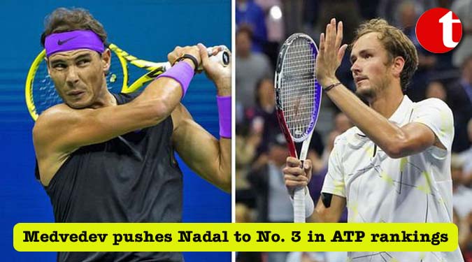 Medvedev pushes Nadal to No. 3 in ATP rankings