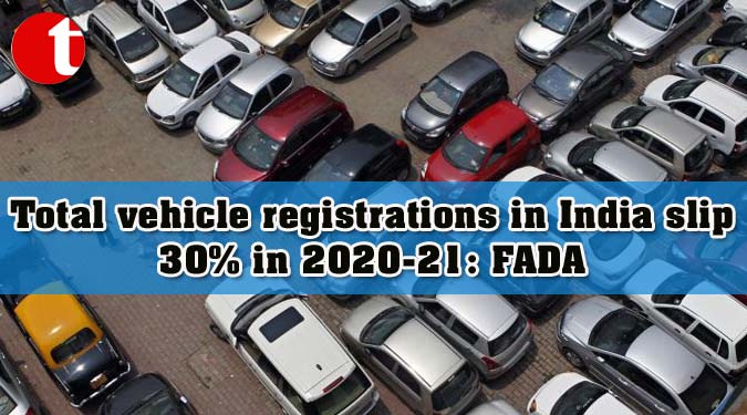 Total vehicle registrations in India slip 30% in 2020-21: FADA