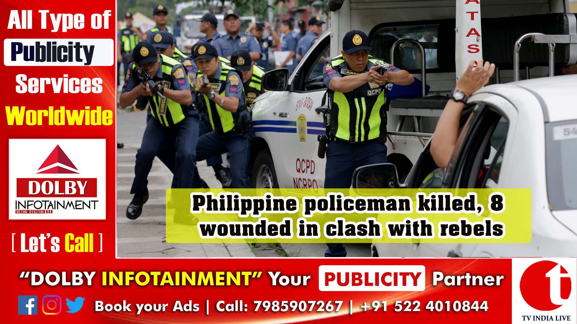 Philippine policeman killed, 8 wounded in clash with rebels