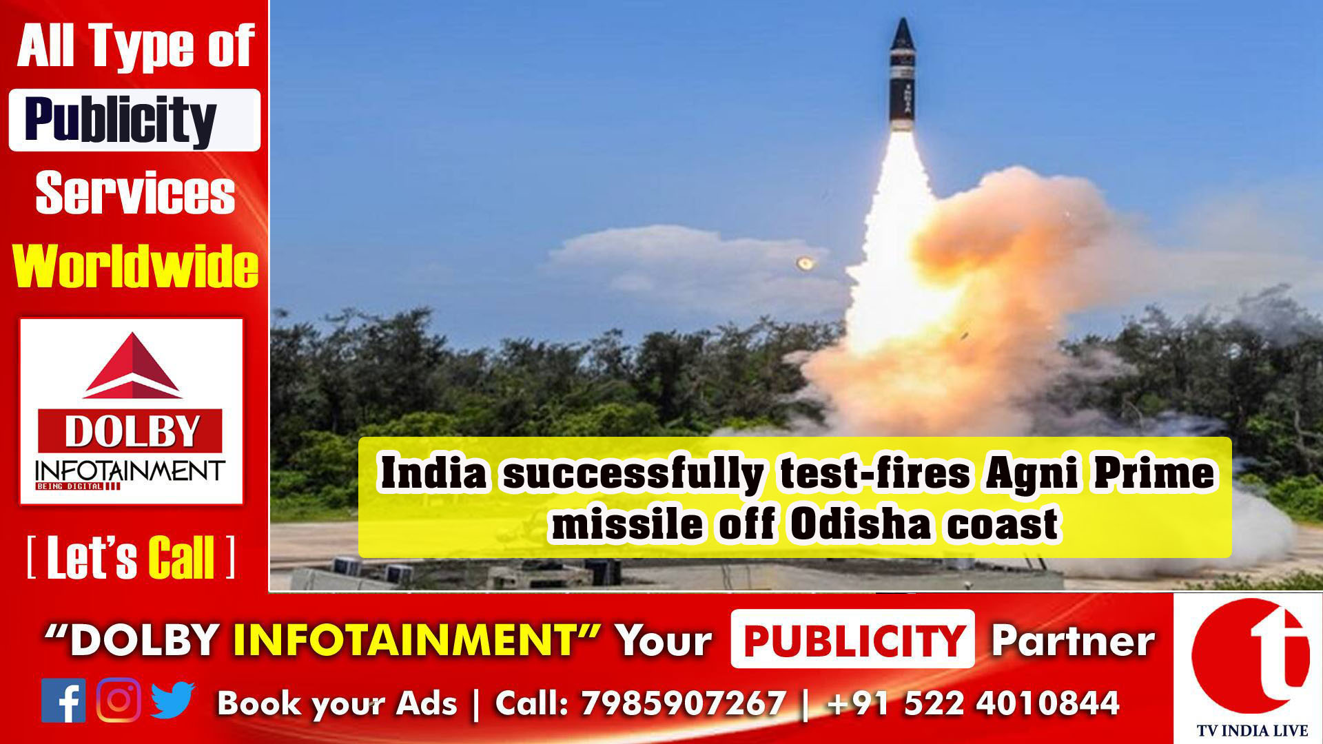 India successfully test-fires Agni Prime missile off Odisha coast