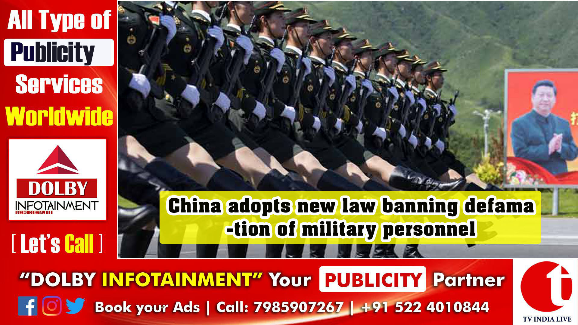 China adopts new law banning defamation of military personnel