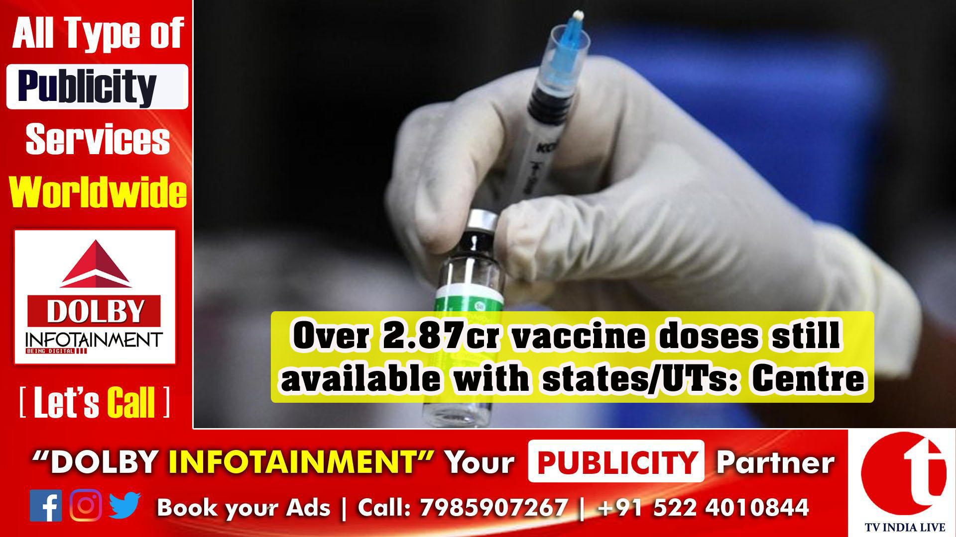 Over 2.87cr vaccine doses still available with states/UTs: Centre