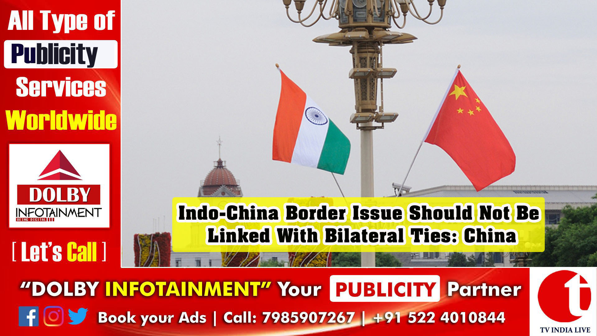 Indo-China Border Issue Should Not Be Linked With Bilateral Ties: China