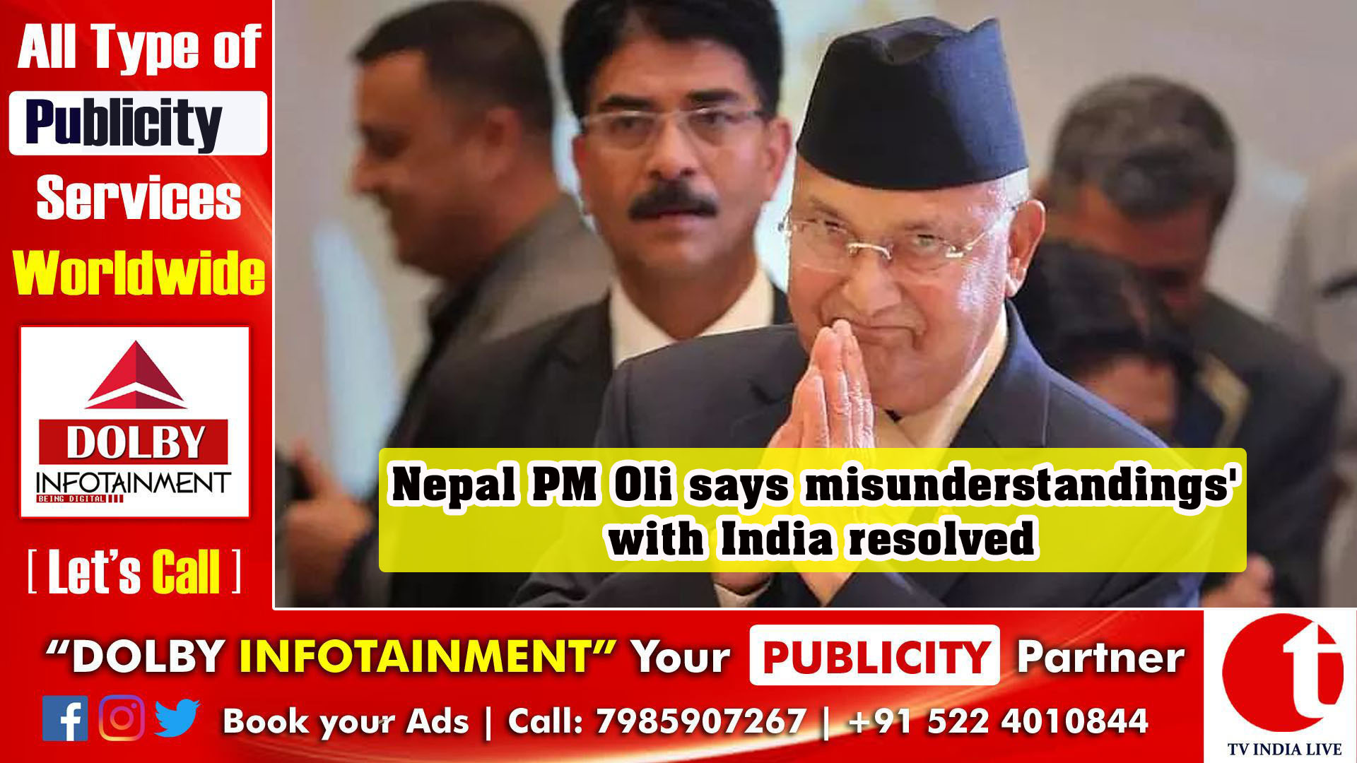 Nepal PM Oli says misunderstandings' with India resolved