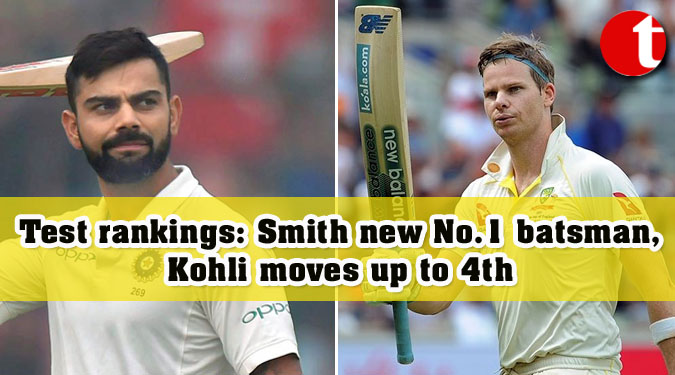 Test rankings: Smith new No.1 batsman, Kohli moves up to 4th