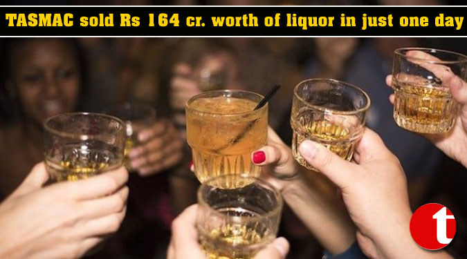 TASMAC sold Rs 164 cr. worth of liquor in just one day