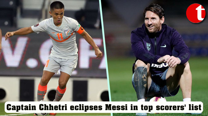 Captain Chhetri eclipses Messi in top scorers' list