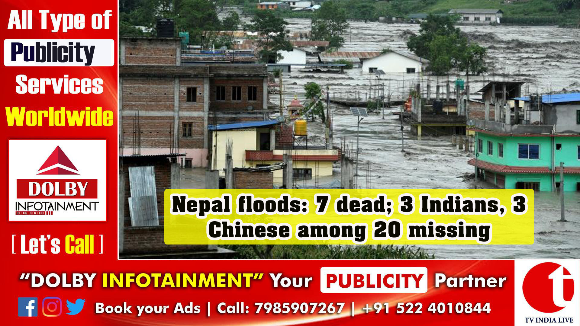 Nepal floods: 7 dead; 3 Indians, 3 Chinese among 20 missing