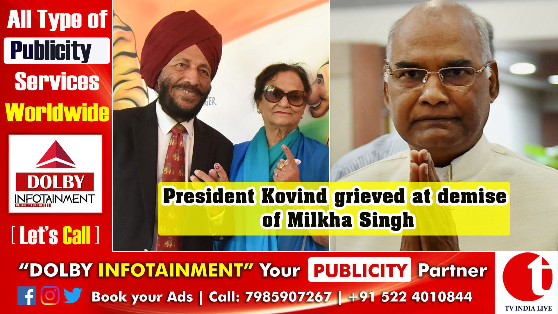 President Kovind grieved at demise of Milkha Singh