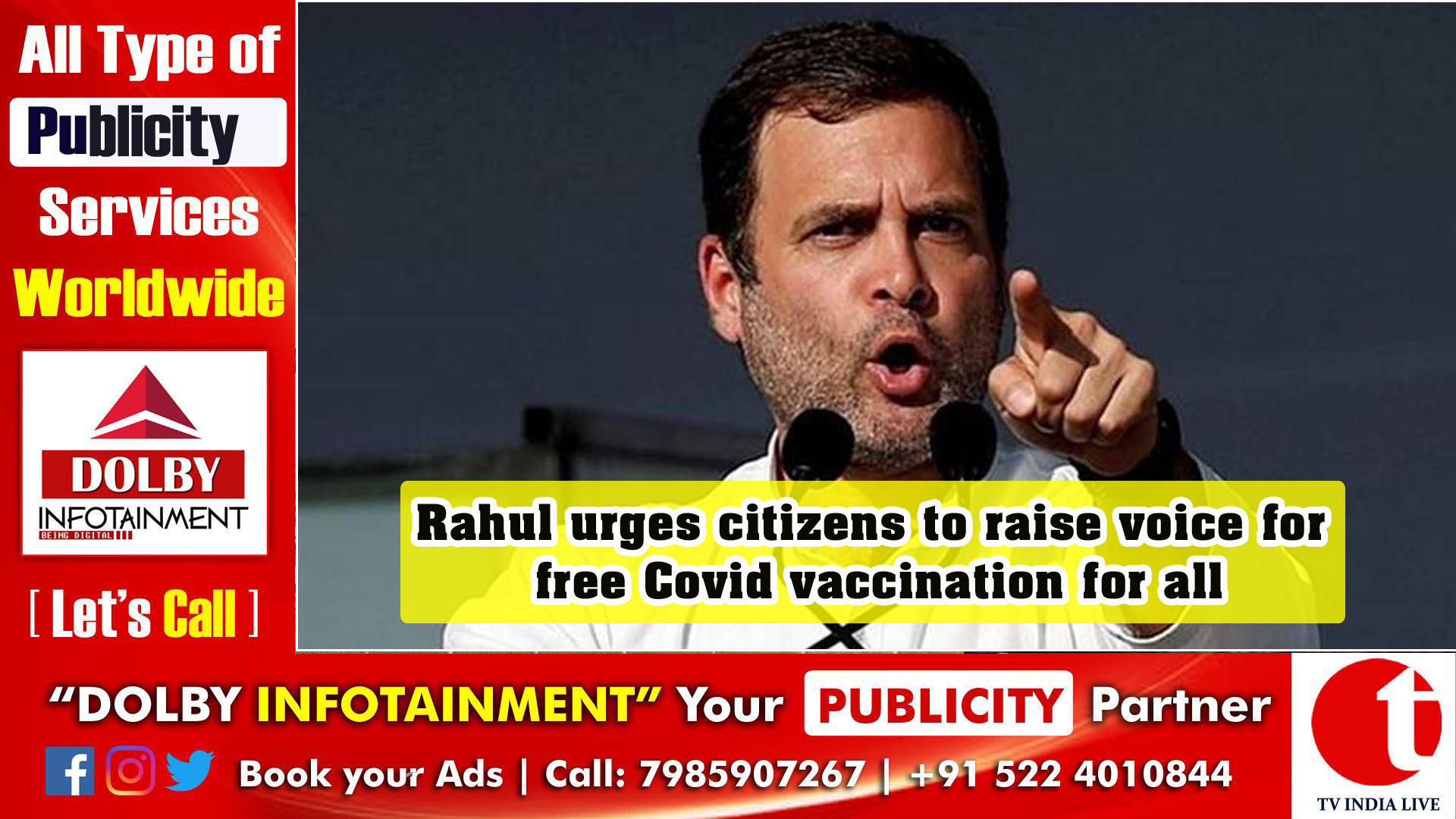 Rahul urges citizens to raise voice for free Covid vaccination for all