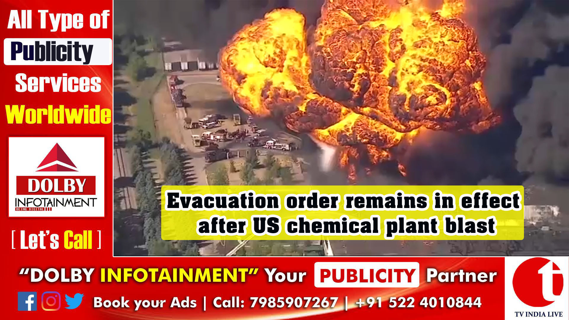 Evacuation order remains in effect after US chemical plant blast