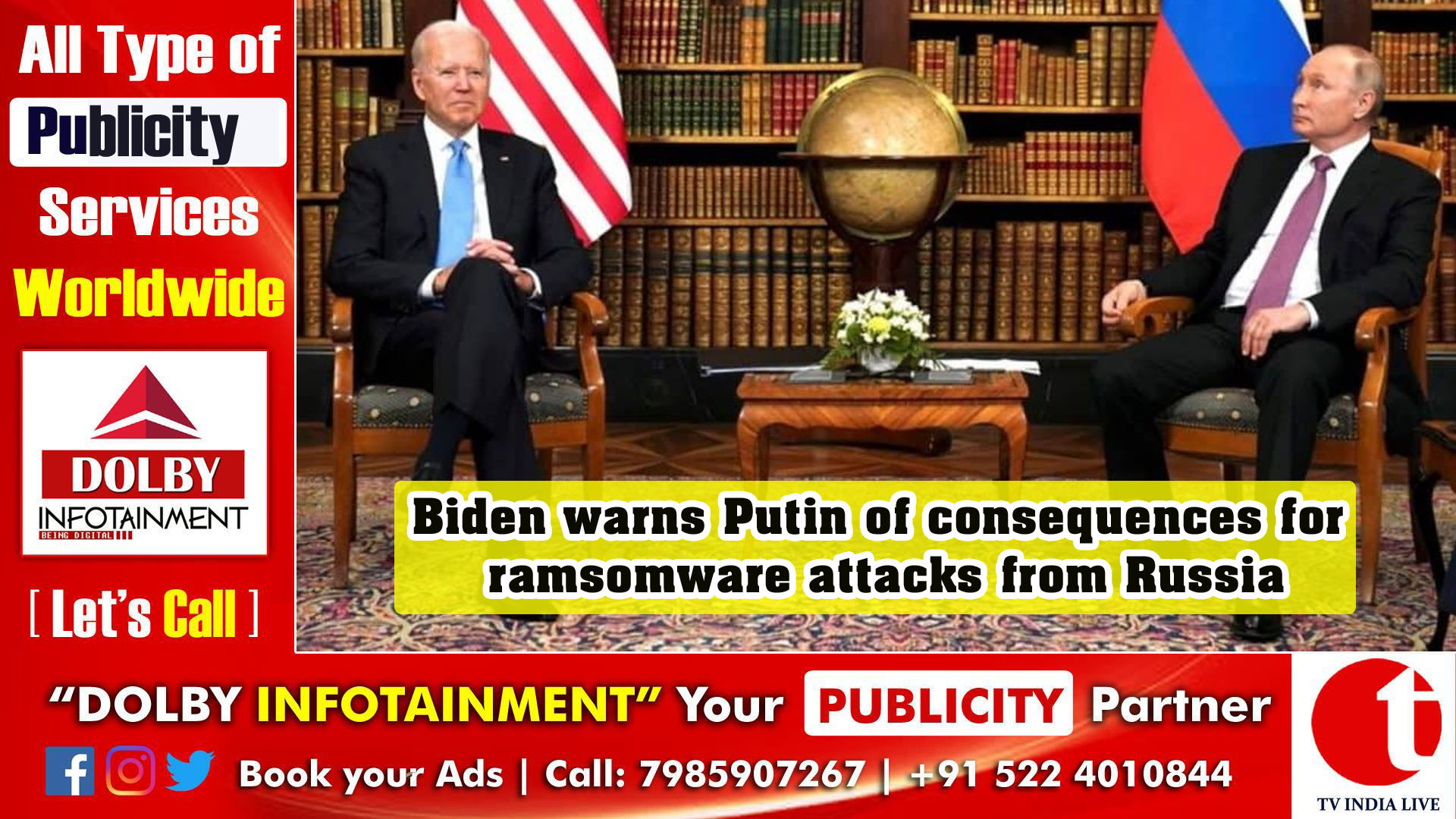 Biden warns Putin of consequences for ramsomware attacks from Russia