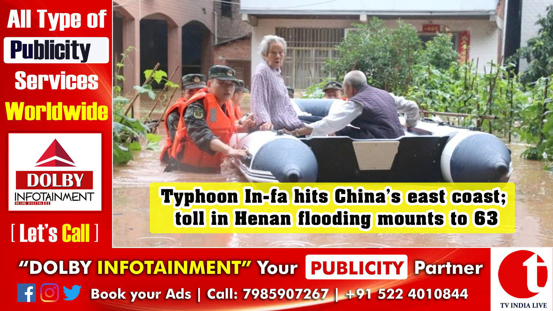 Typhoon In-fa hits China’s east coast; toll in Henan flooding mounts to 63