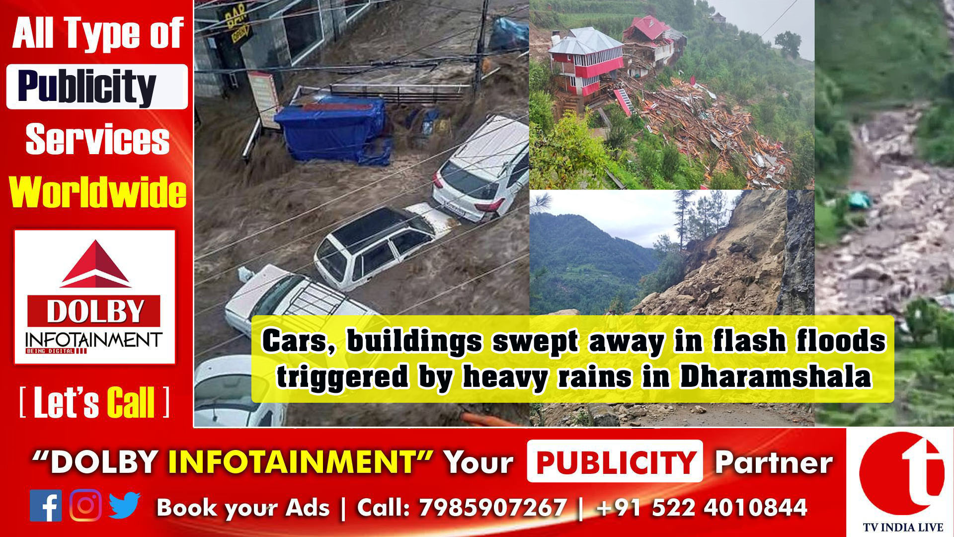 Cars, buildings swept away in flash floods triggered by heavy rains in HP's Dharamshala