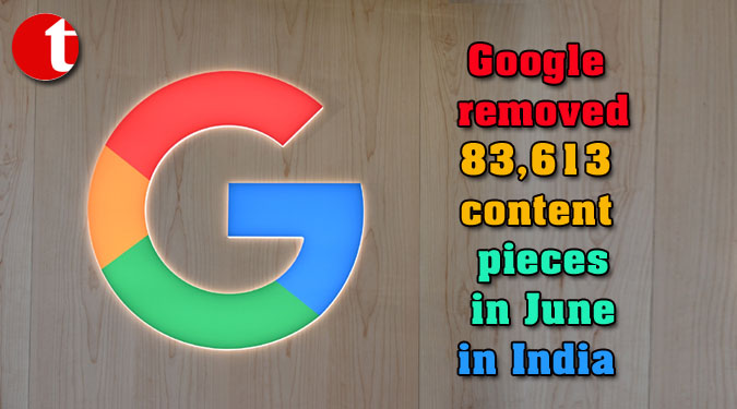 Google removed 83,613 content pieces in June in India