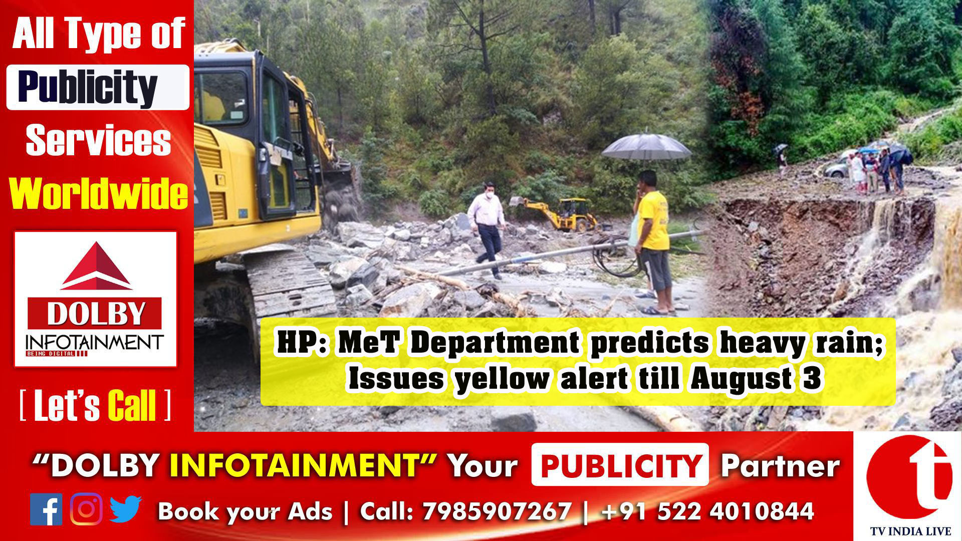 HP: MeT Department predicts heavy rain; Issues yellow alert till August 3