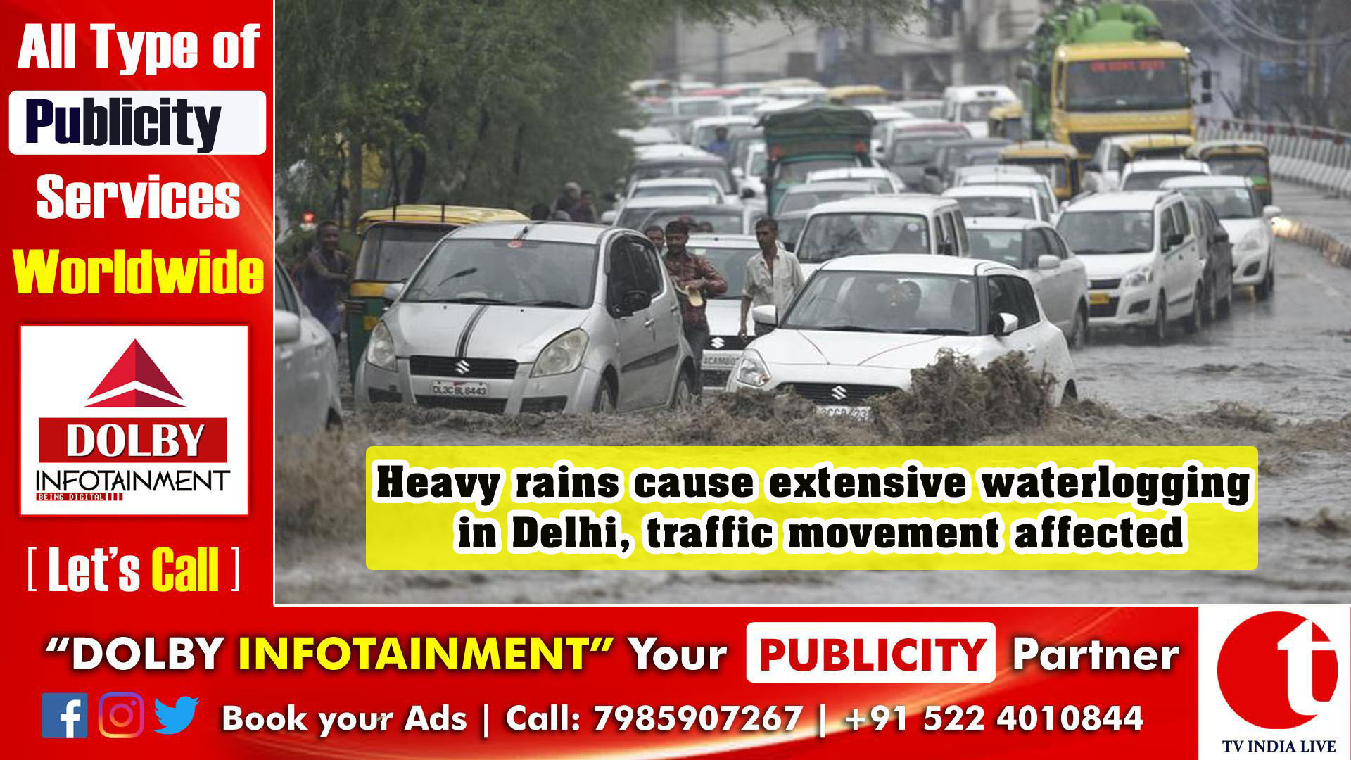 Heavy rains cause extensive waterlogging in Delhi, traffic movement affected