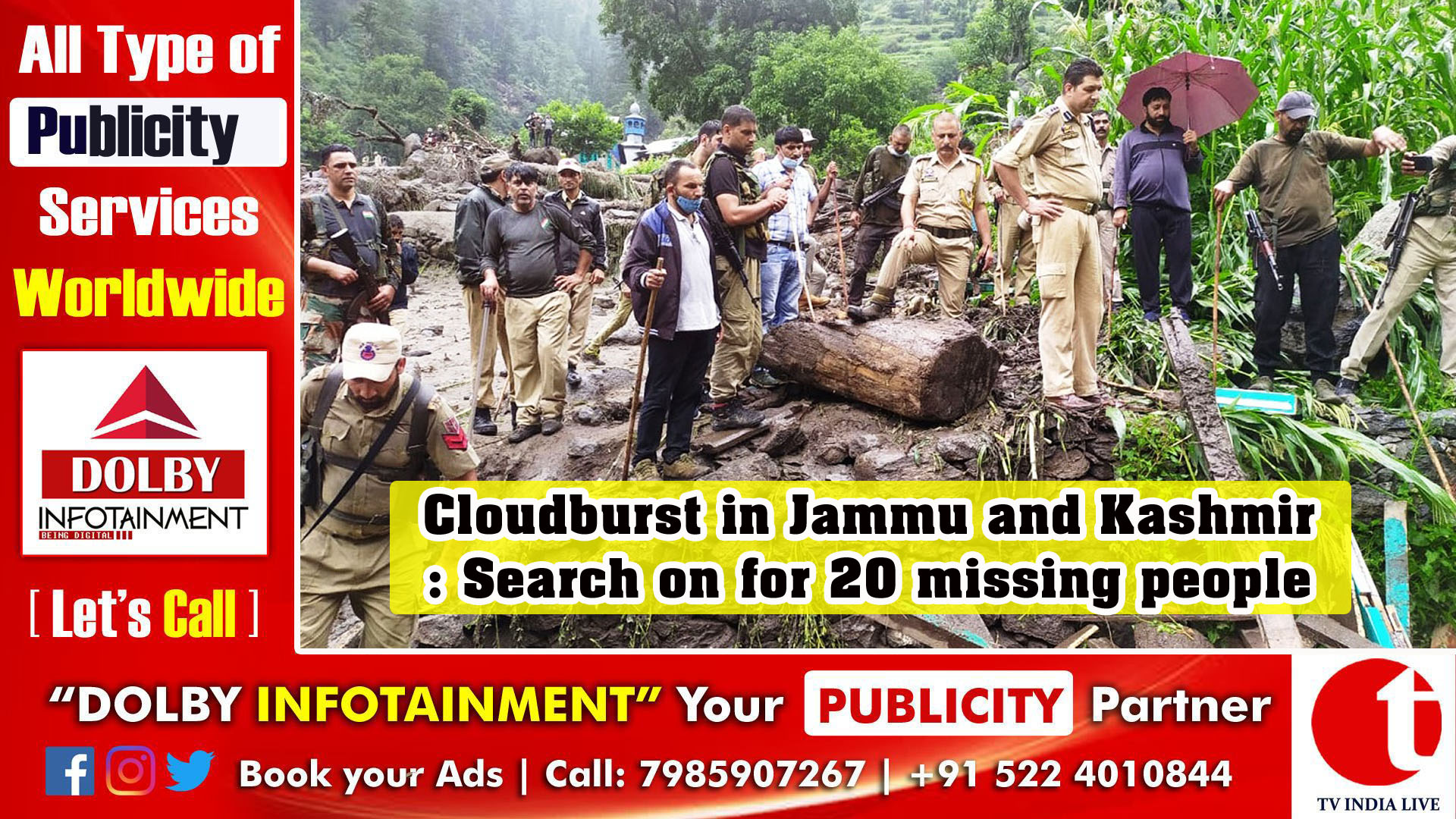 Cloudburst in Jammu and Kashmir: Search on for 20 missing people