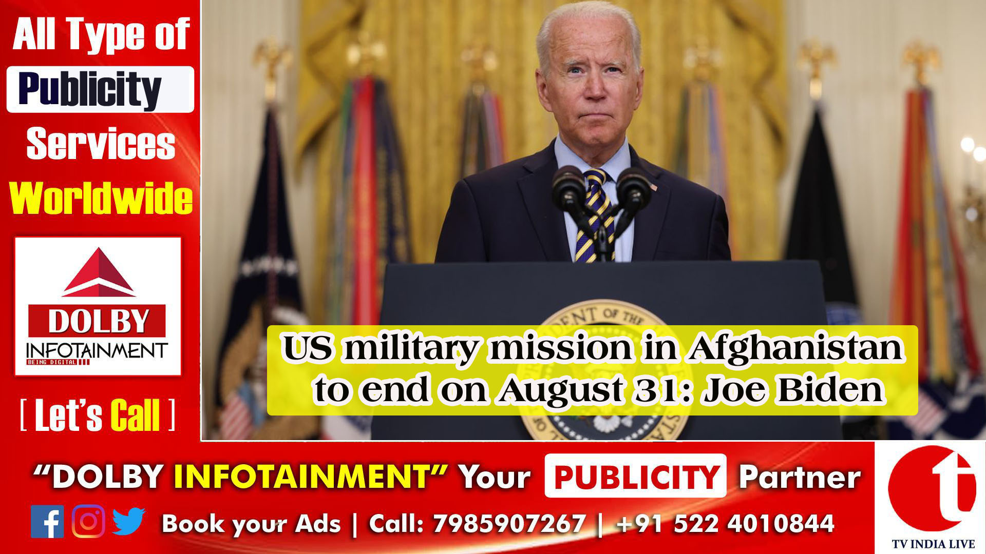 US military mission in Afghanistan to end on August 31: Joe Biden