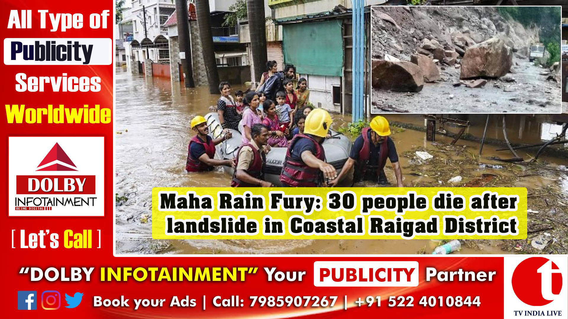 Maha Rain Fury: 30 people die after landslide in Coastal Raigad District