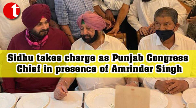 Sidhu takes charge as Punjab Congress Chief in presence of Amrinder Singh