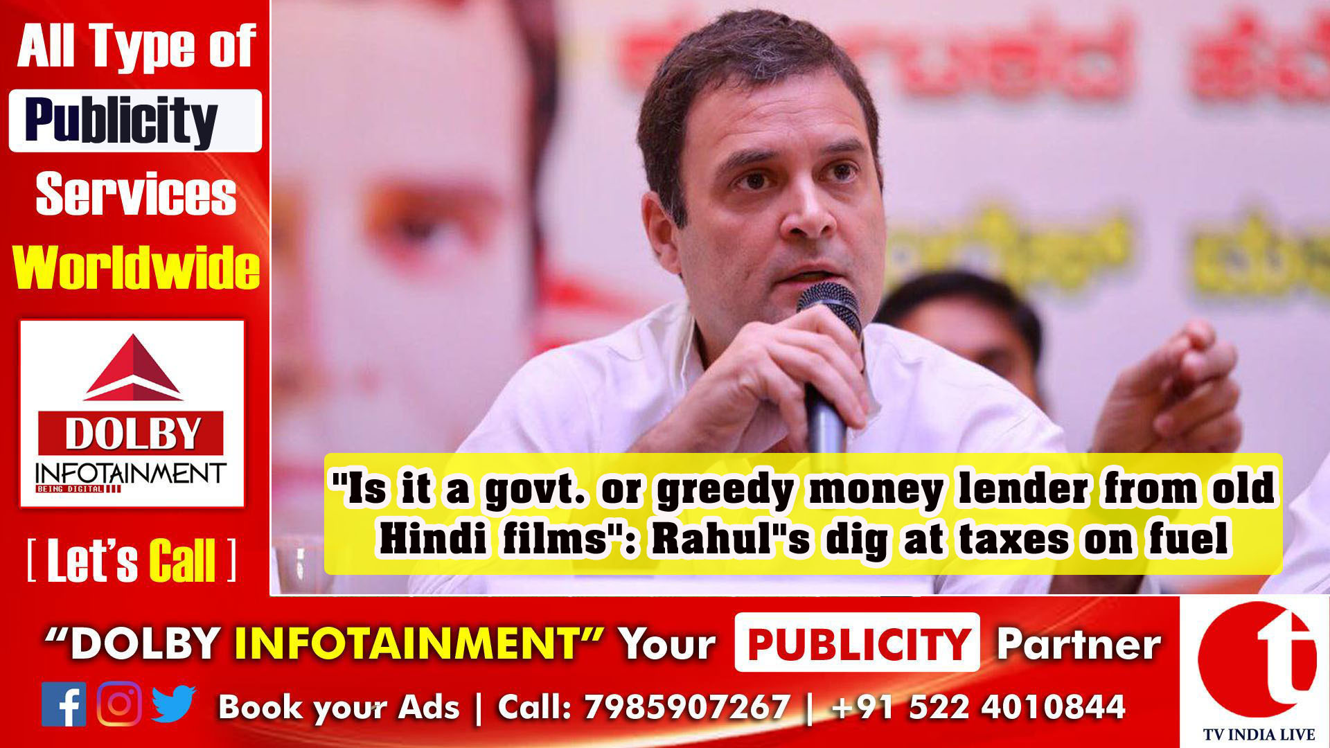 ''Is it a govt. or greedy money lender from old Hindi films'': Rahul''s dig at taxes on fuel