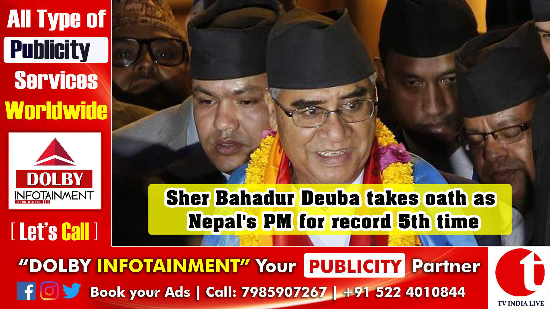 Sher Bahadur Deuba takes oath as Nepal's PM for record 5th time
