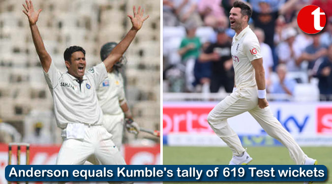 Anderson equals Kumble's tally of 619 Test wickets