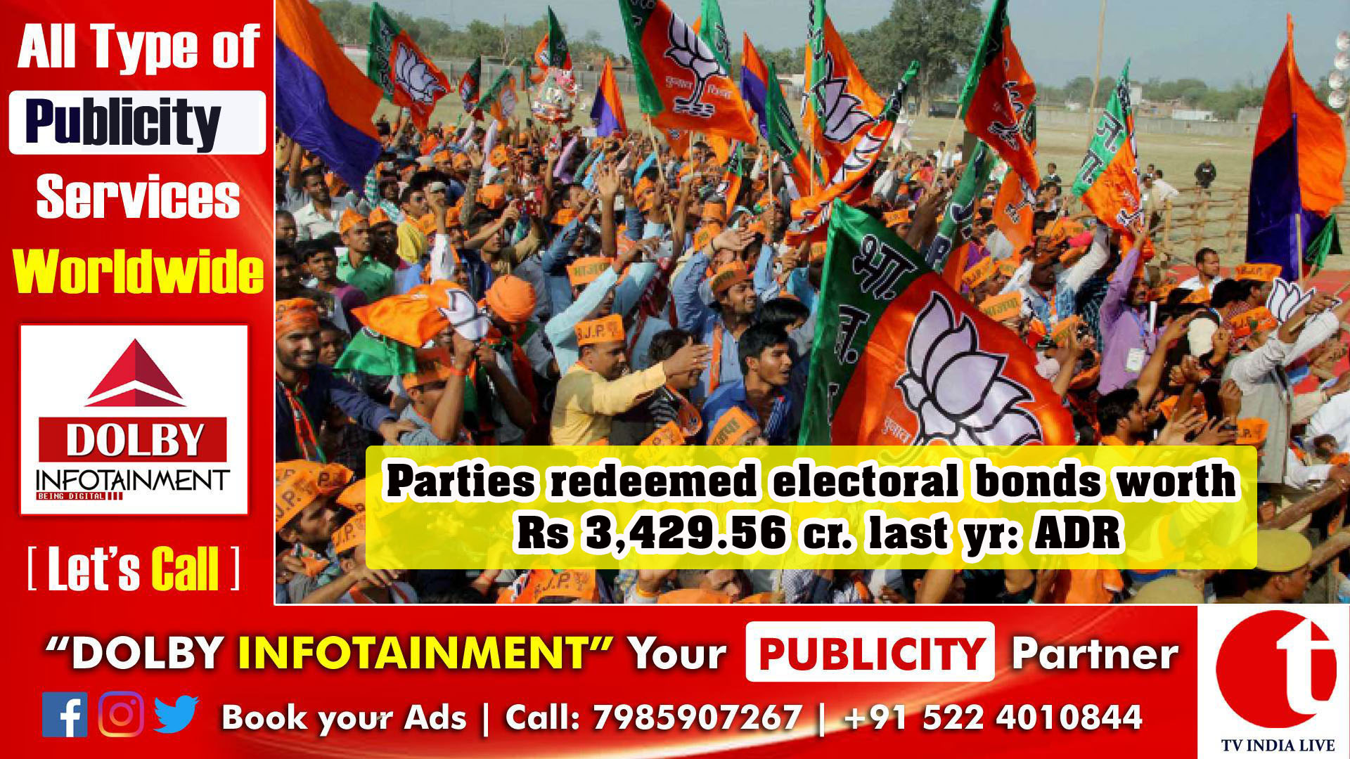 Parties redeemed electoral bonds worth Rs 3,429.56 cr. last yr: ADR