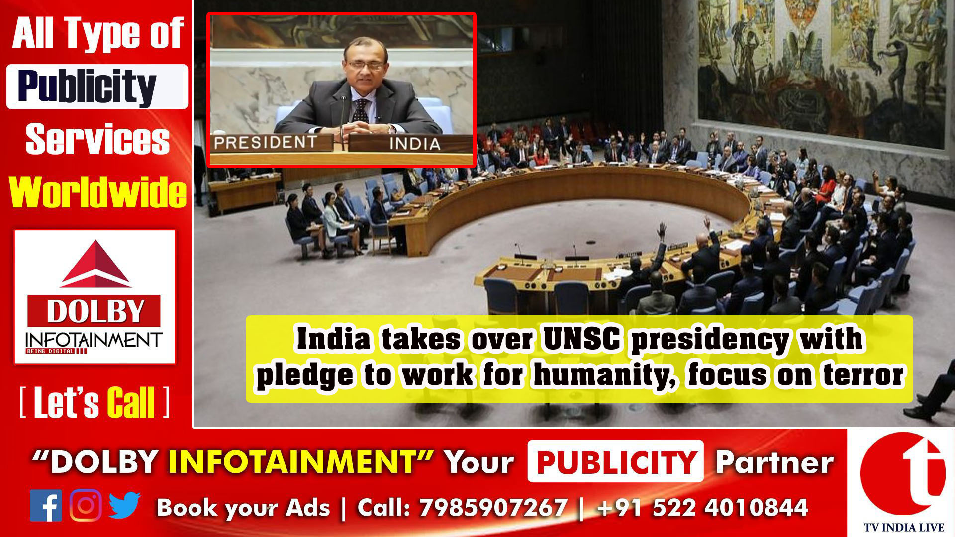 India takes over UNSC presidency with pledge to work for humanity, focus on terror