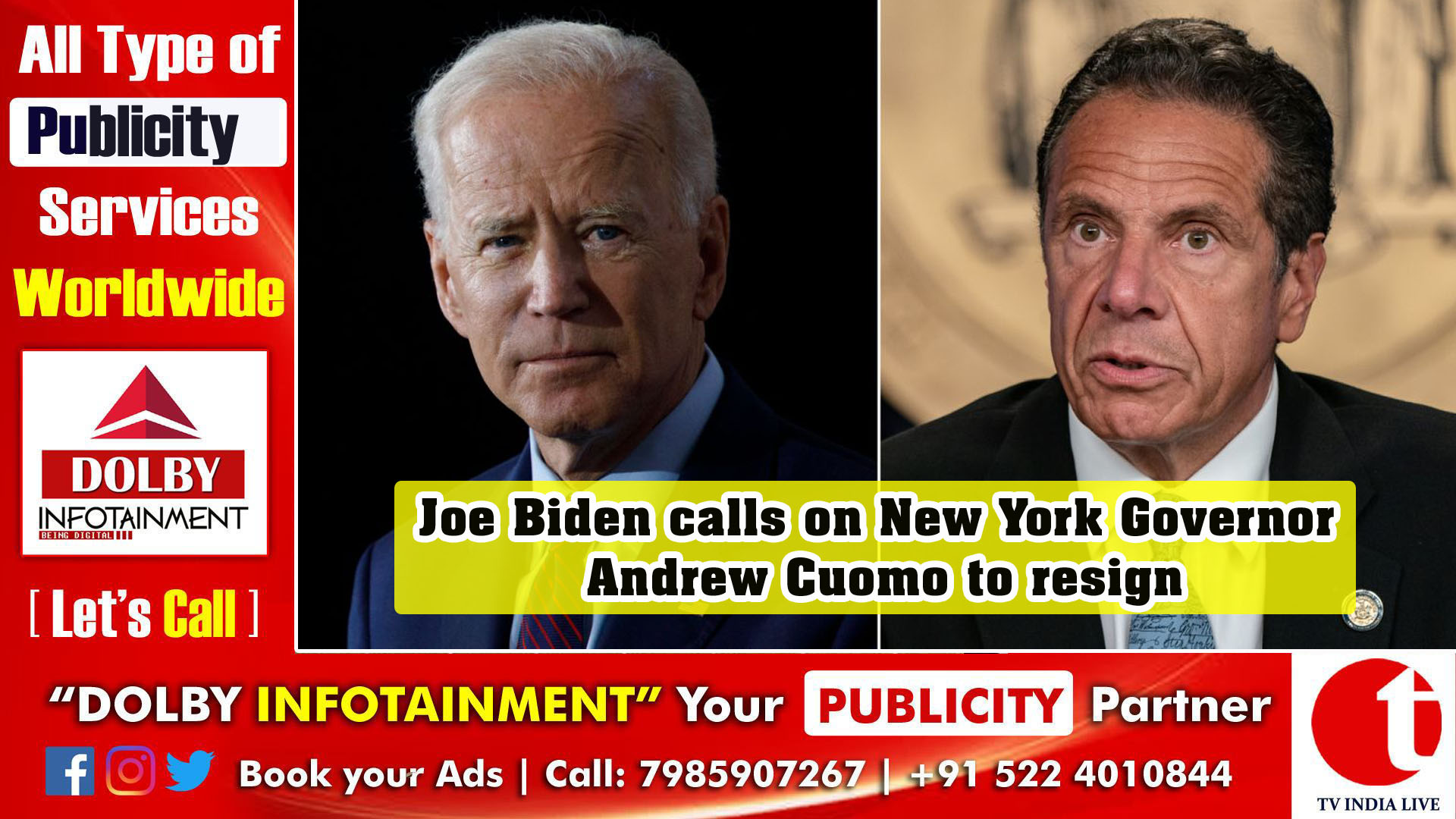 Joe Biden calls on New York Governor Andrew Cuomo to resign