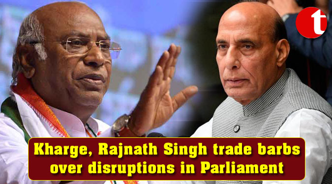 Kharge, Rajnath Singh trade barbs over disruptions in Parliament