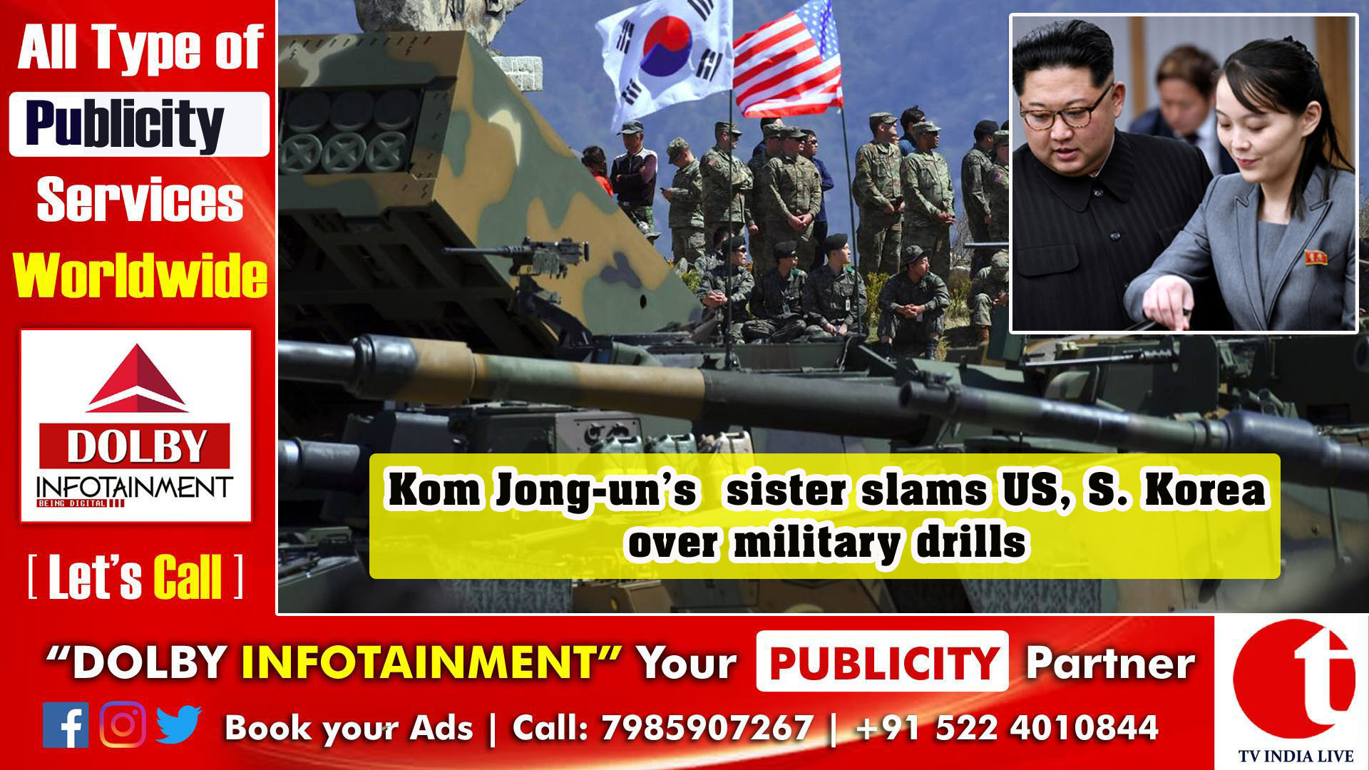 Kom Jong-un’s sister slams US, S. Korea over military drills