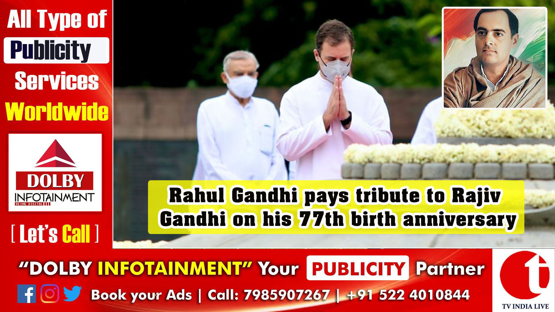 Rahul Gandhi pays tribute to Rajiv Gandhi on his 77th birth anniversary