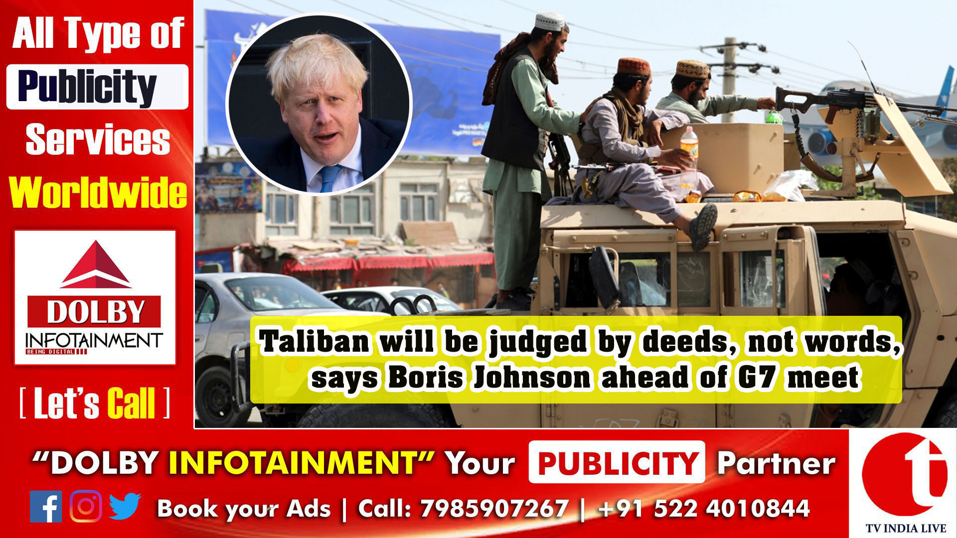 Taliban will be judged by deeds, not words, says Boris Johnson ahead of G7 meet