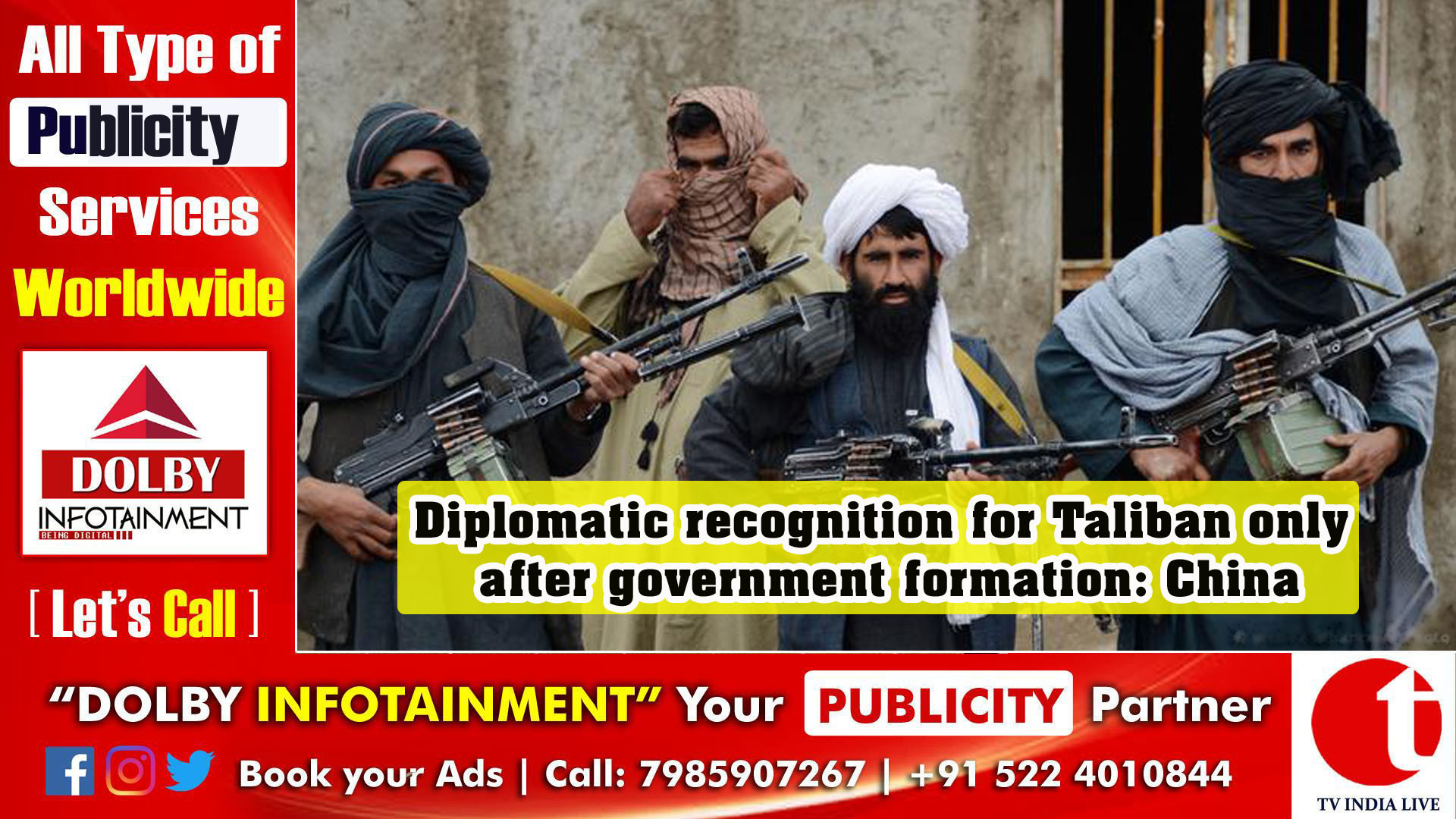 Diplomatic recognition for Taliban only after government formation: China