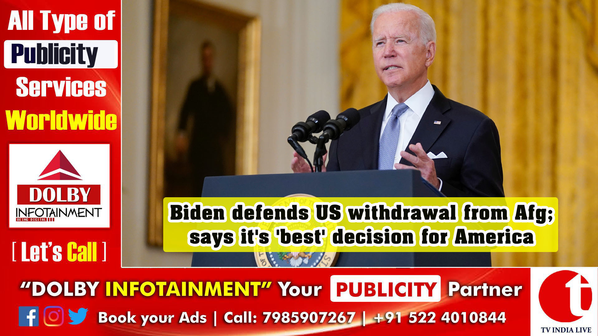 Biden defends US withdrawal from Afghanistan; says it's 'best' decision for America