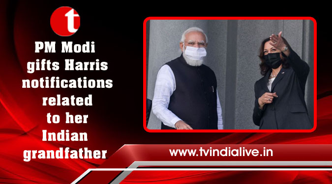 PM Modi gifts Harris notifications related to her Indian grandfather