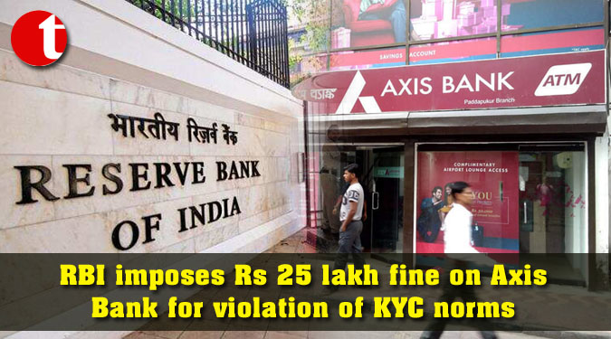RBI imposes Rs 25 lakh fine on Axis Bank for violation of KYC norms