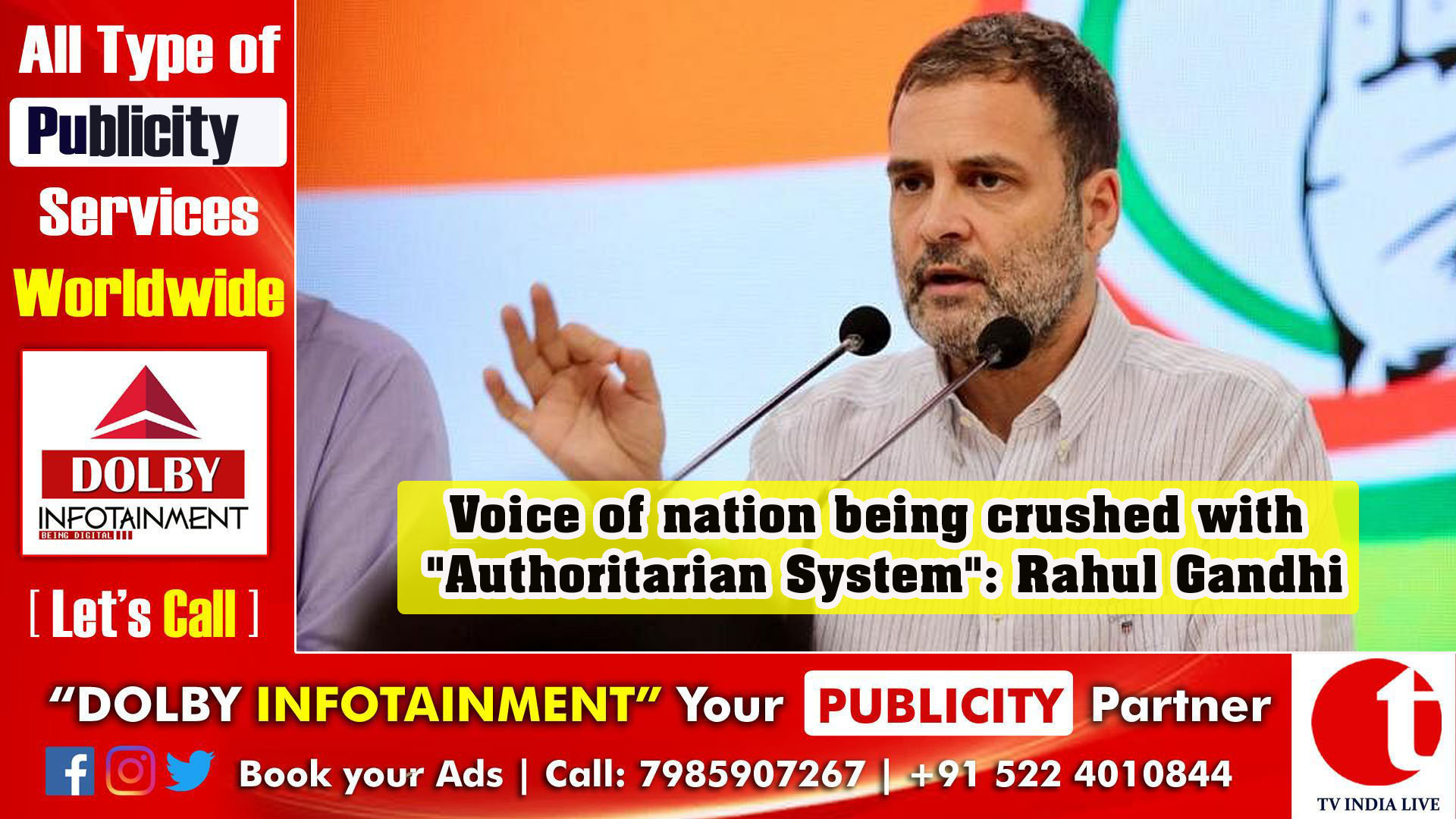 Voice of nation being crushed with "Authoritarian System": Rahul Gandhi