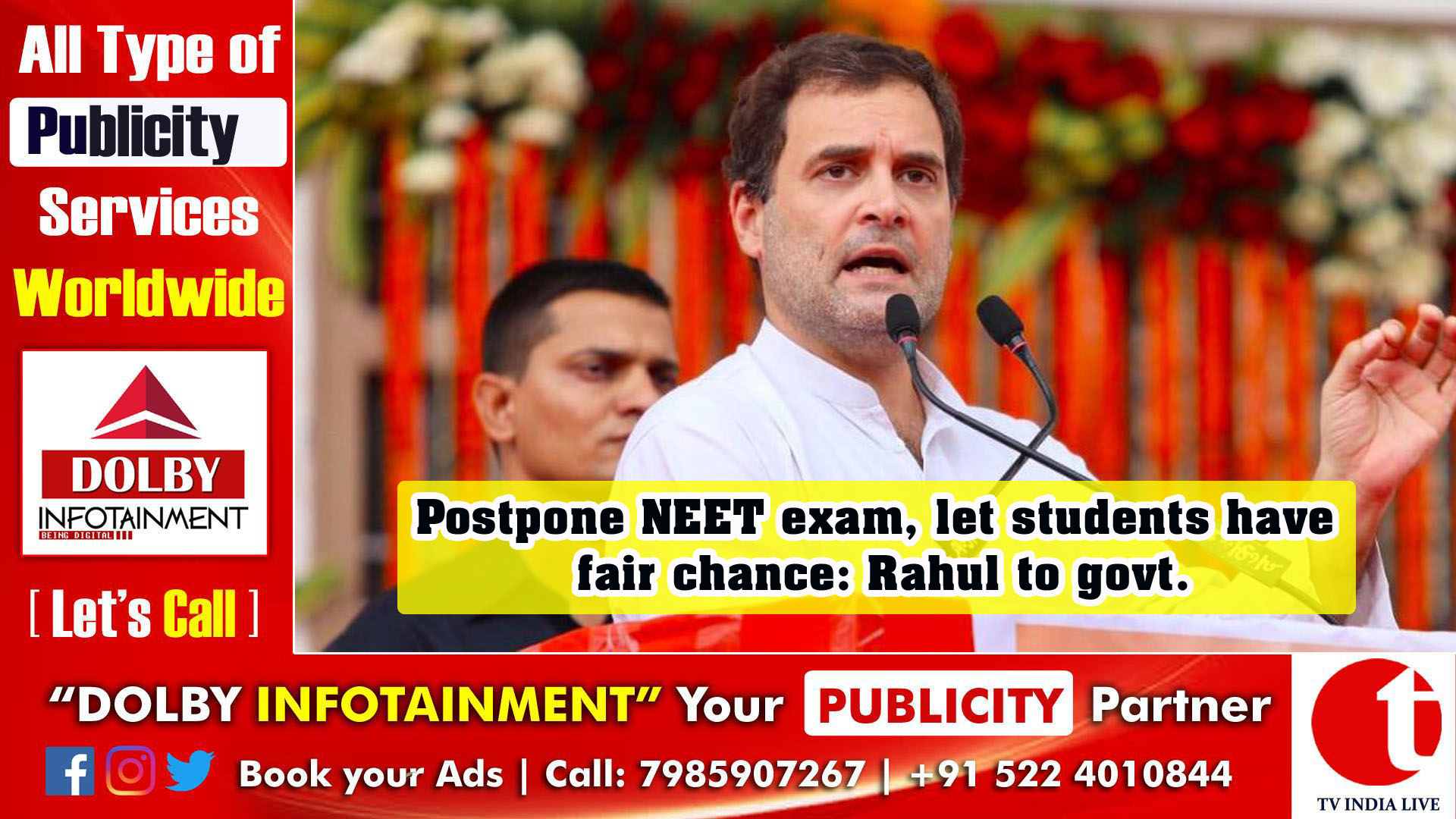 Postpone NEET exam, let students have fair chance: Rahul to govt.