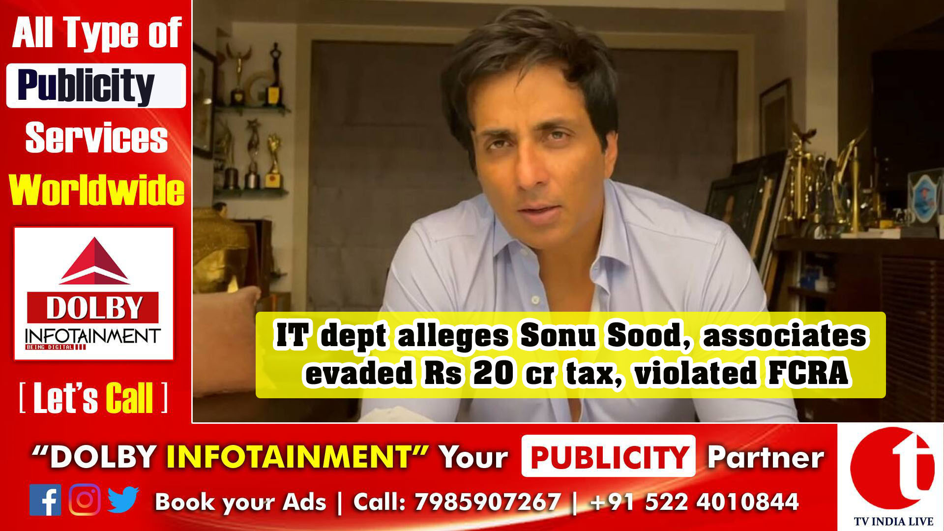 IT dept alleges Sonu Sood, associates evaded Rs 20 cr tax, violated FCRA