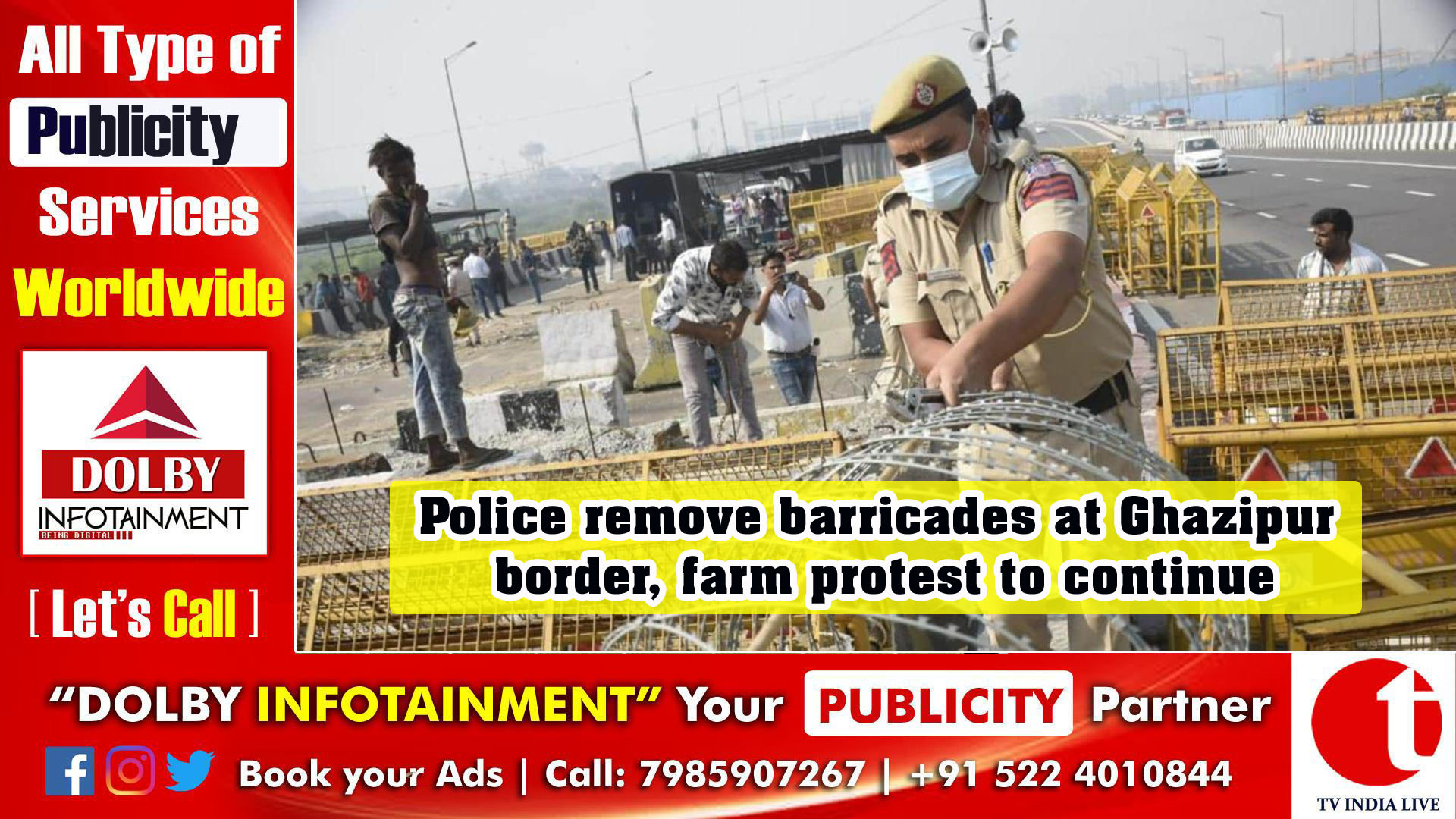 Police remove barricades at Ghazipur border, farm protest to continue