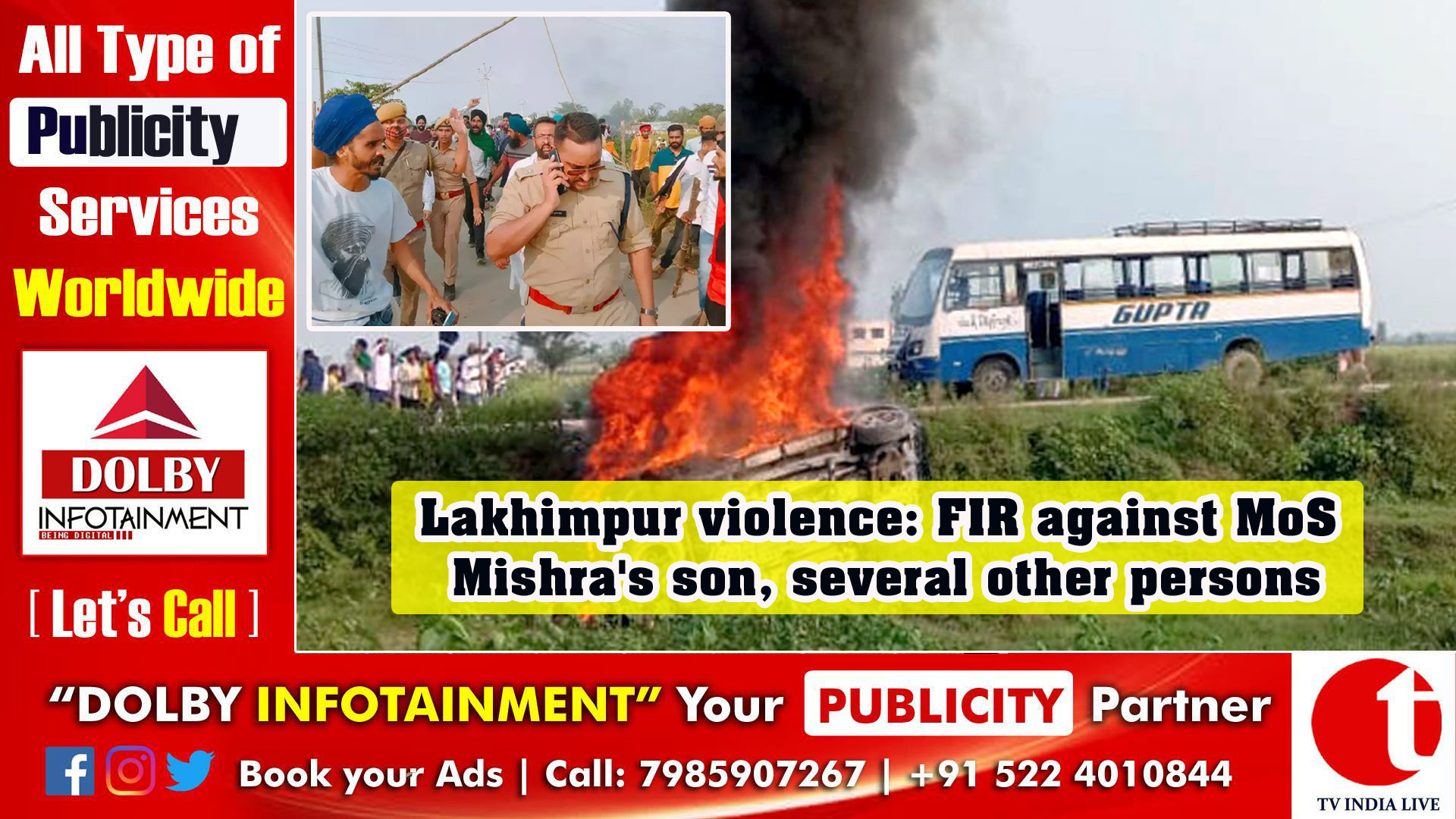 Lakhimpur violence: FIR against MoS Mishra's son, several other persons