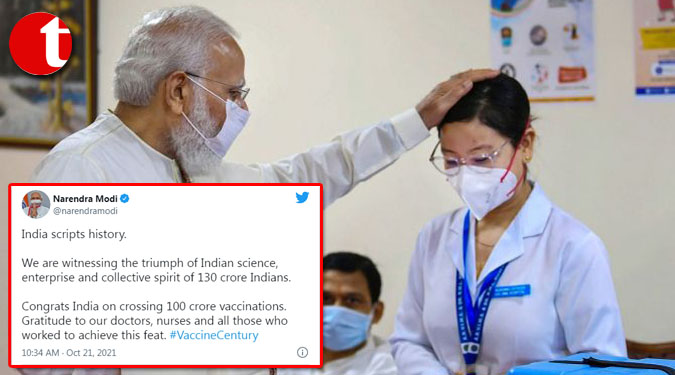 Country now has strong shield: PM Modi on 100 cr. vaccine jabs