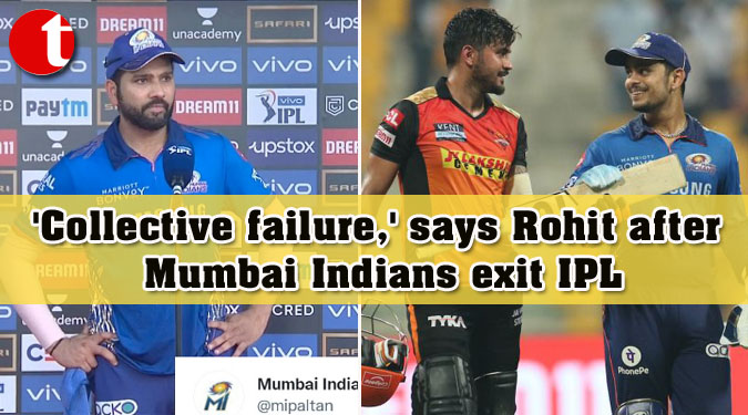 'Collective failure,' says Rohit after Mumbai Indians exit IPL