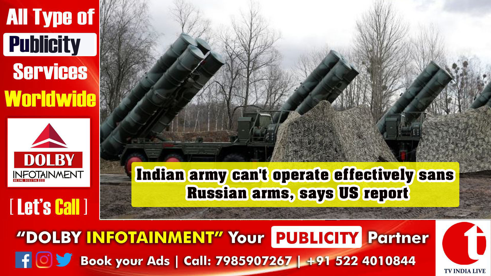 Indian army can't operate effectively sans Russian arms, says US report